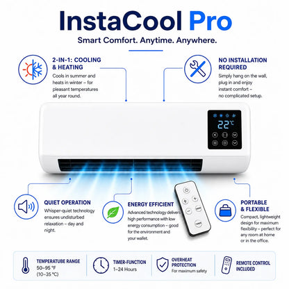 InstaCool Pro - Portable Air Conditioner & Heater – No Installation Required | 2-in-1 | Covers Up to 550 sq ft