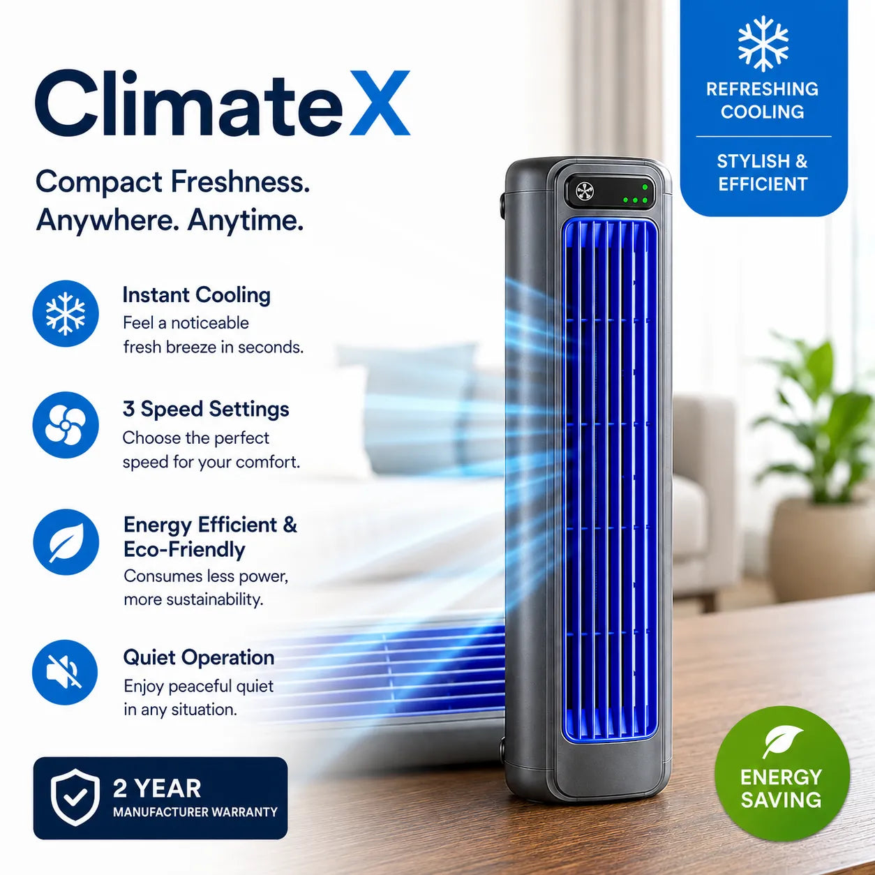 ClimateX - Mobile Climate Cooler – No installation required | Cools instantly with one press