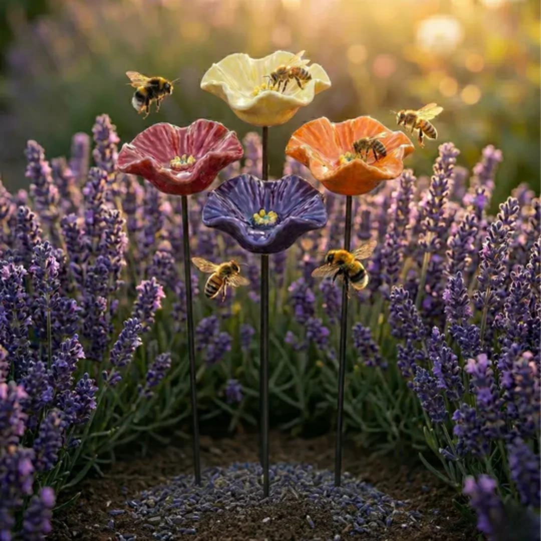 Bee Blossoms™ Handcrafted Ceramic Bee Water Stations | Set of 4