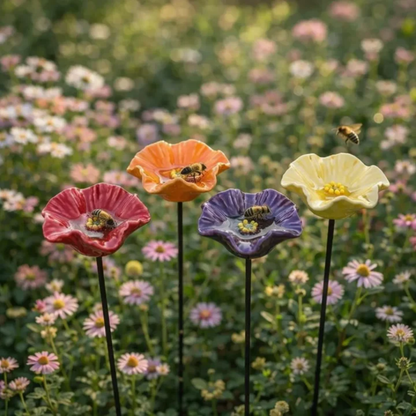 Bee Blossoms™ Handcrafted Ceramic Bee Water Stations | Set of 4