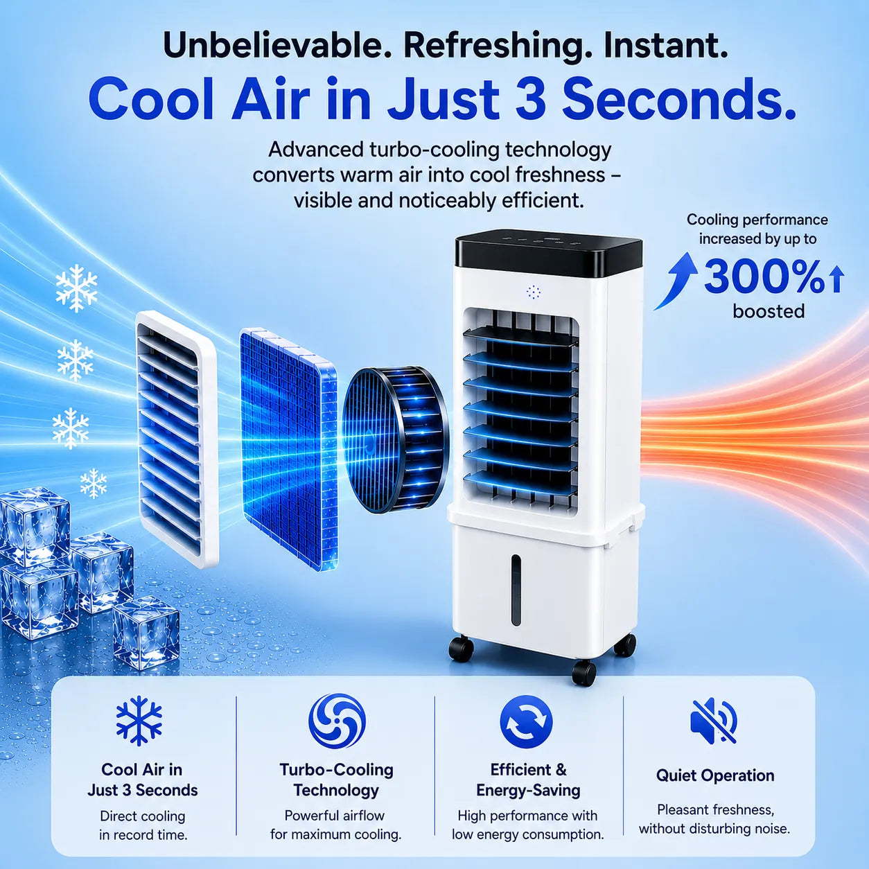 KlimaFlow Mobile – Portable Air Cooler – No Installation Required | Cools Rooms Up to 50 m²