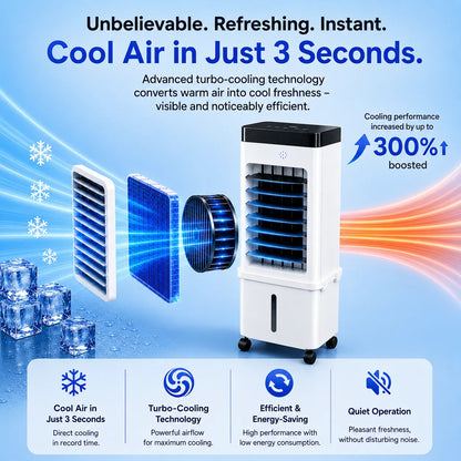 KlimaFlow Mobile – Portable Air Cooler – No Installation Required | Cools Rooms Up to 50 m²
