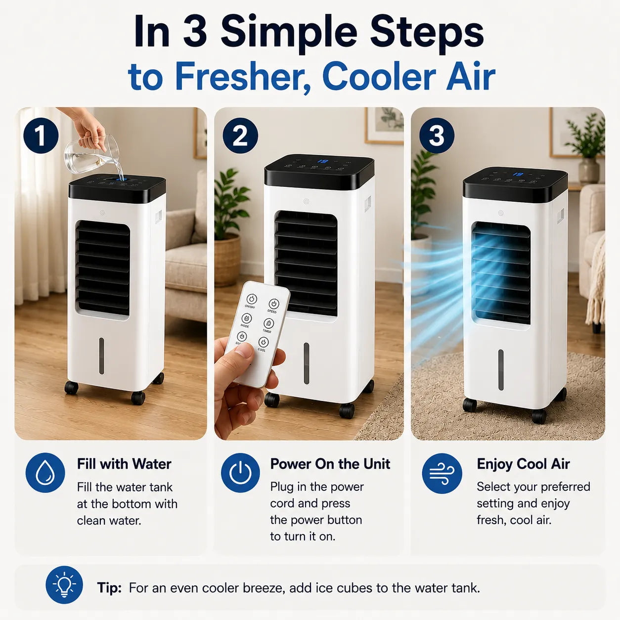 KlimaFlow Mobile – Portable Air Cooler – No Installation Required | Cools Rooms Up to 50 m²