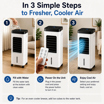 KlimaFlow Mobile – Portable Air Cooler – No Installation Required | Cools Rooms Up to 50 m²