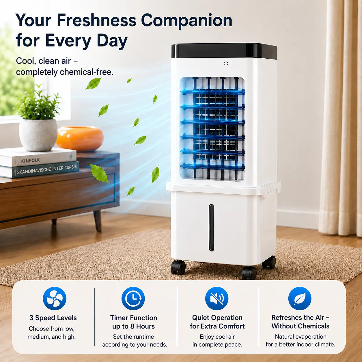 KlimaFlow Mobile – Portable Air Cooler – No Installation Required | Cools Rooms Up to 50 m²