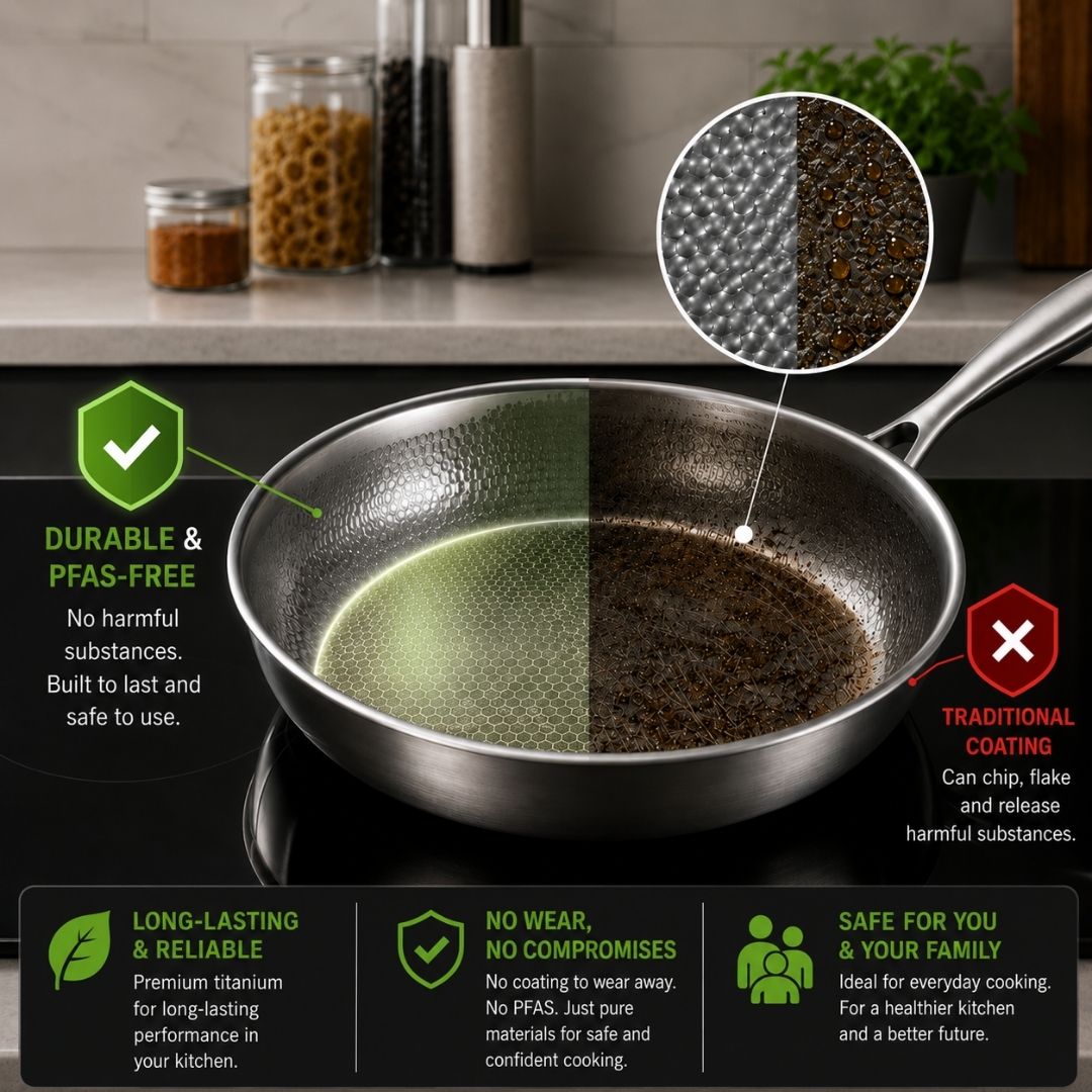 TitanPure Pro — Pure Titanium Skillet PFAS-Free & Coating-Free | 12"
