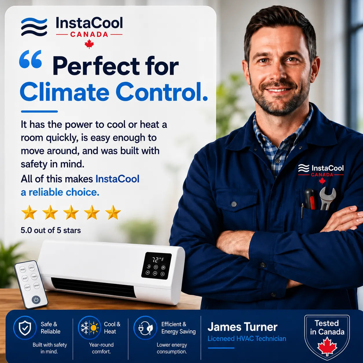 InstaCool Pro - Portable Air Conditioner & Heater – No Installation Required | 2-in-1 | Covers Up to 550 sq ft