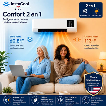 InstaCool Pro - Aire acondicionado y calentador portátil - No requiere instalación - 2 en 1 - Enfría hasta 55m2.