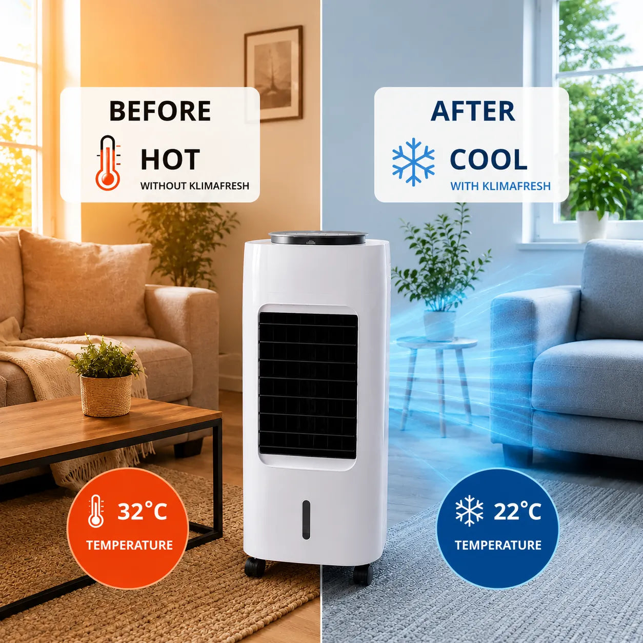 KlimaFresh – Mobile air cooler – No installation required | Cools up to 50 m²