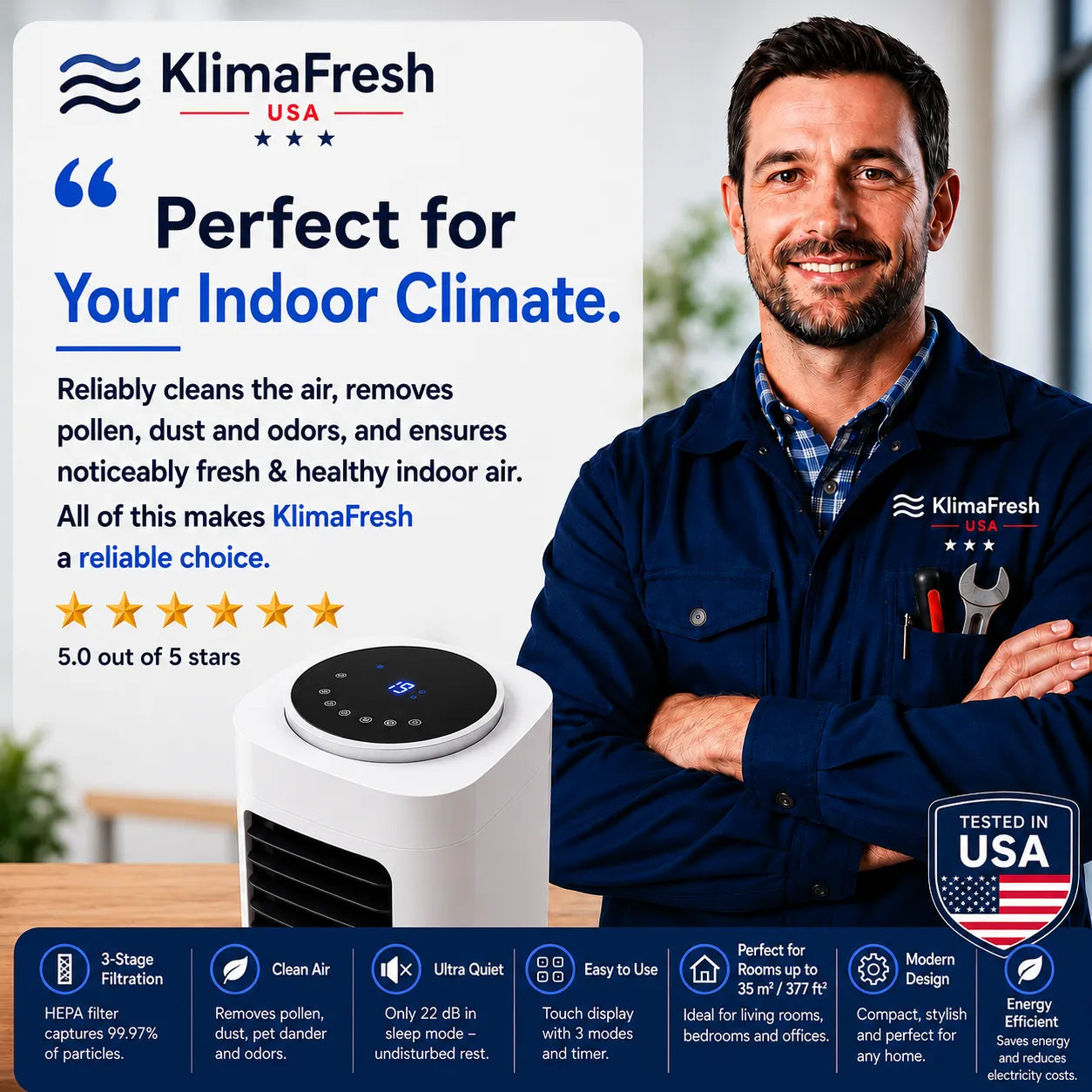 KlimaFresh – Mobile air cooler – No installation required | Cools up to 50 m²