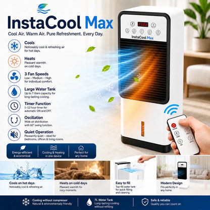 InstaCool Max - Mobile all-round air conditioner – Cools in summer, heats in winter | No installation required