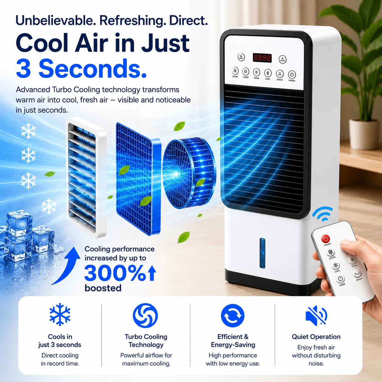 InstaCool Max - Mobile all-round air conditioner – Cools in summer, heats in winter | No installation required