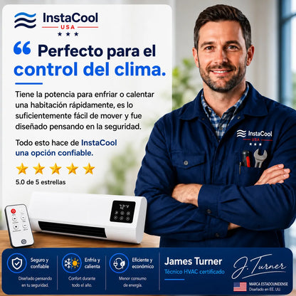 InstaCool Pro - Aire acondicionado y calentador portátil - No requiere instalación - 2 en 1 - Enfría hasta 55m2.